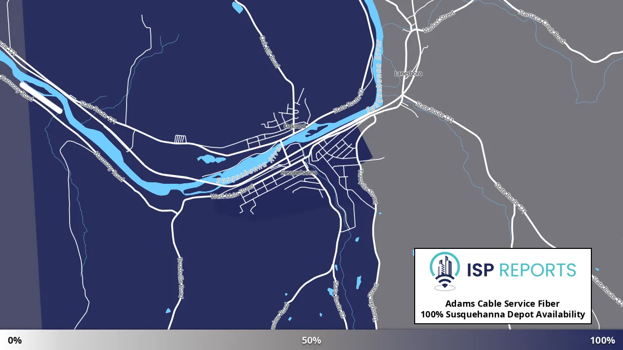 Susquehanna Depot, PA map of internet availability
