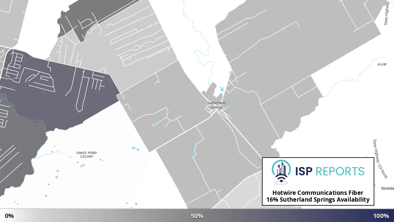 Sutherland Springs, TX map of internet availability