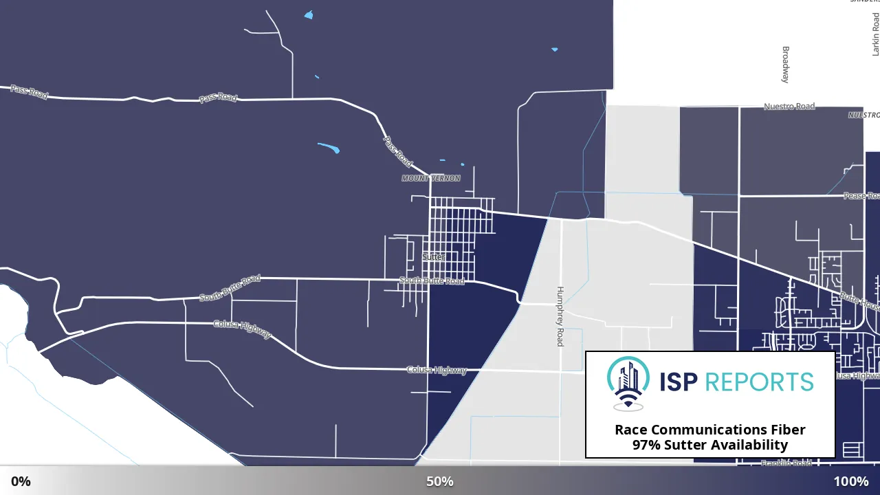 Sutter, CA map of internet availability