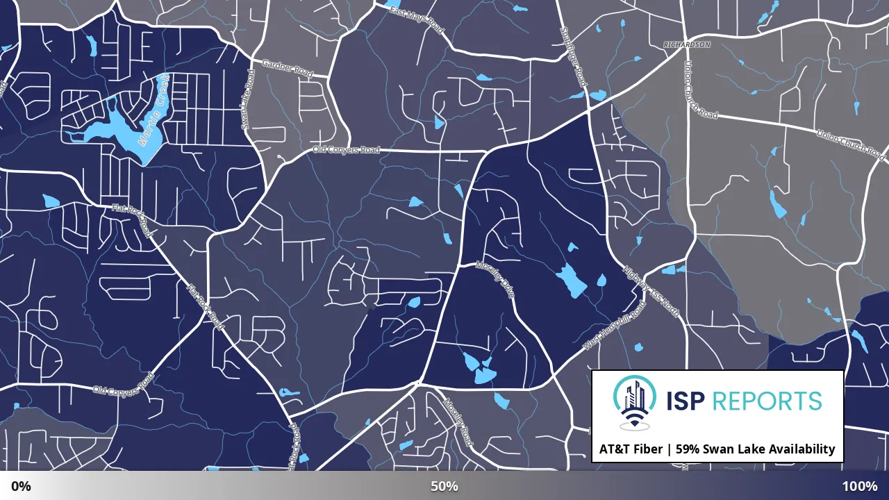 Swan Lake, GA map of internet availability