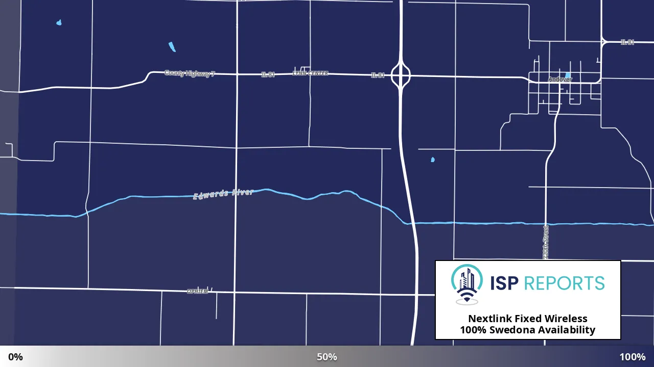 Swedona, IL map of internet availability