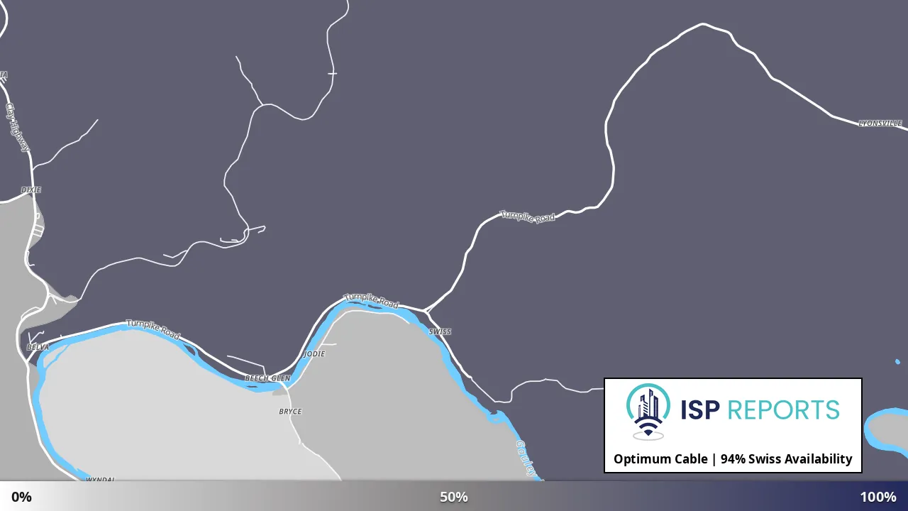 Swiss, WV map of internet availability