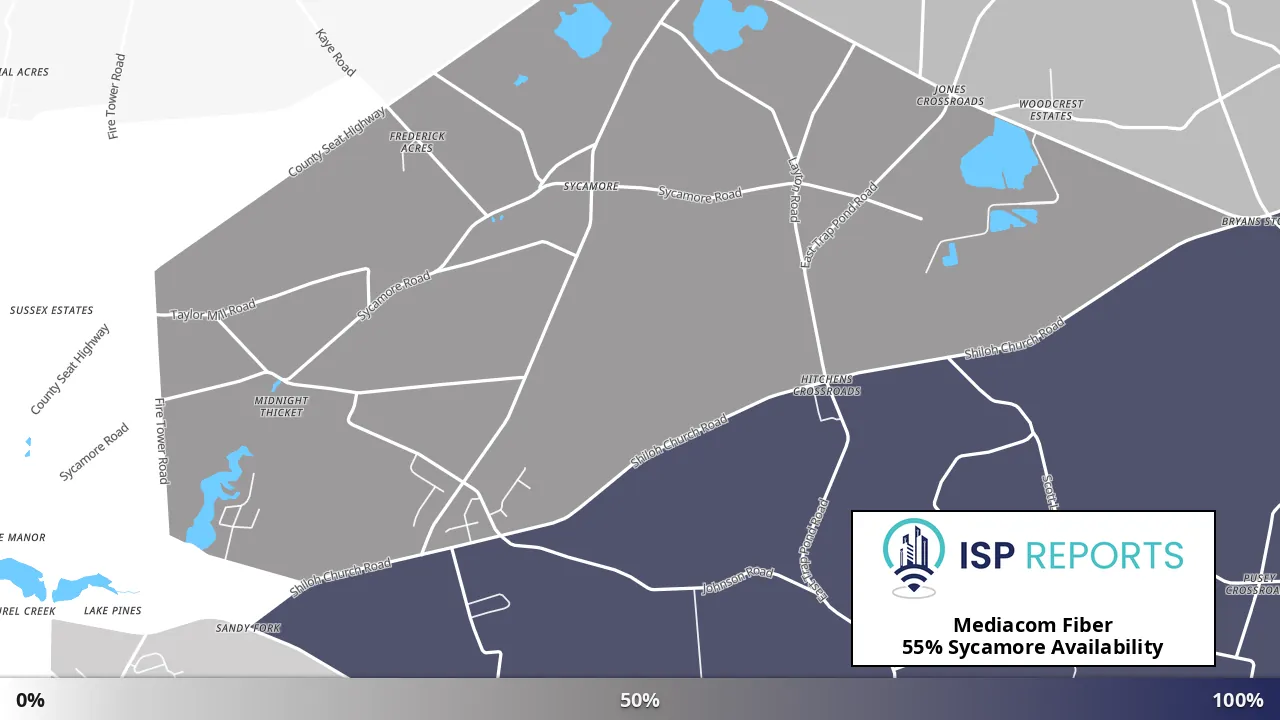 Sycamore, DE map of internet availability
