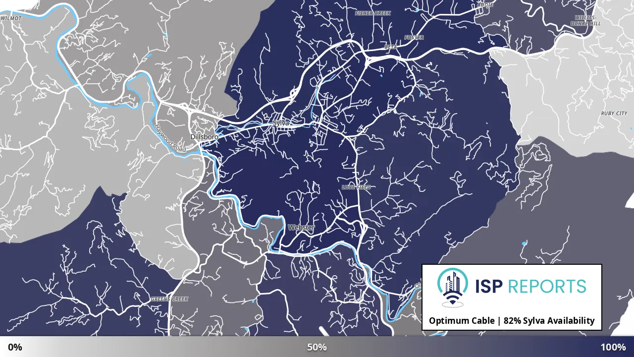 Sylva, NC map of internet availability
