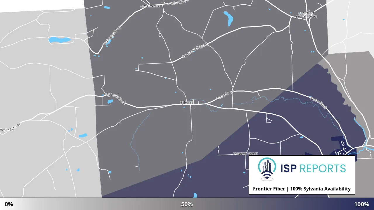 Sylvania, PA map of internet availability
