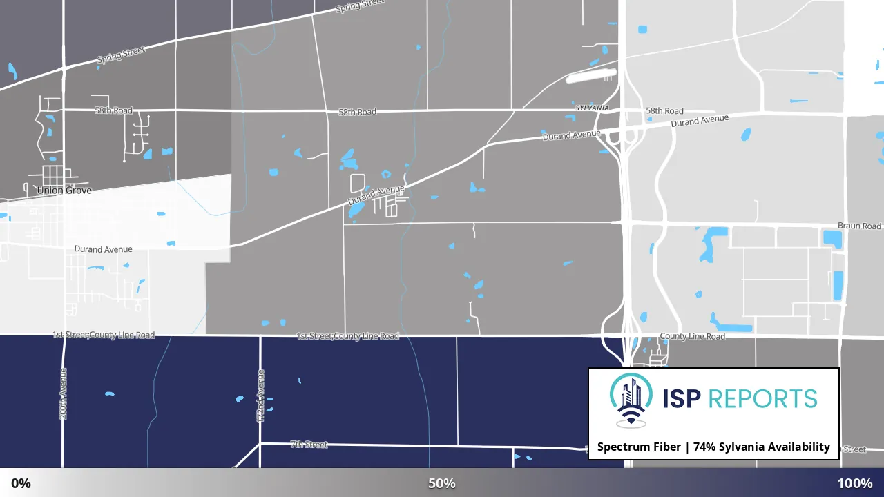 Sylvania, WI map of internet availability