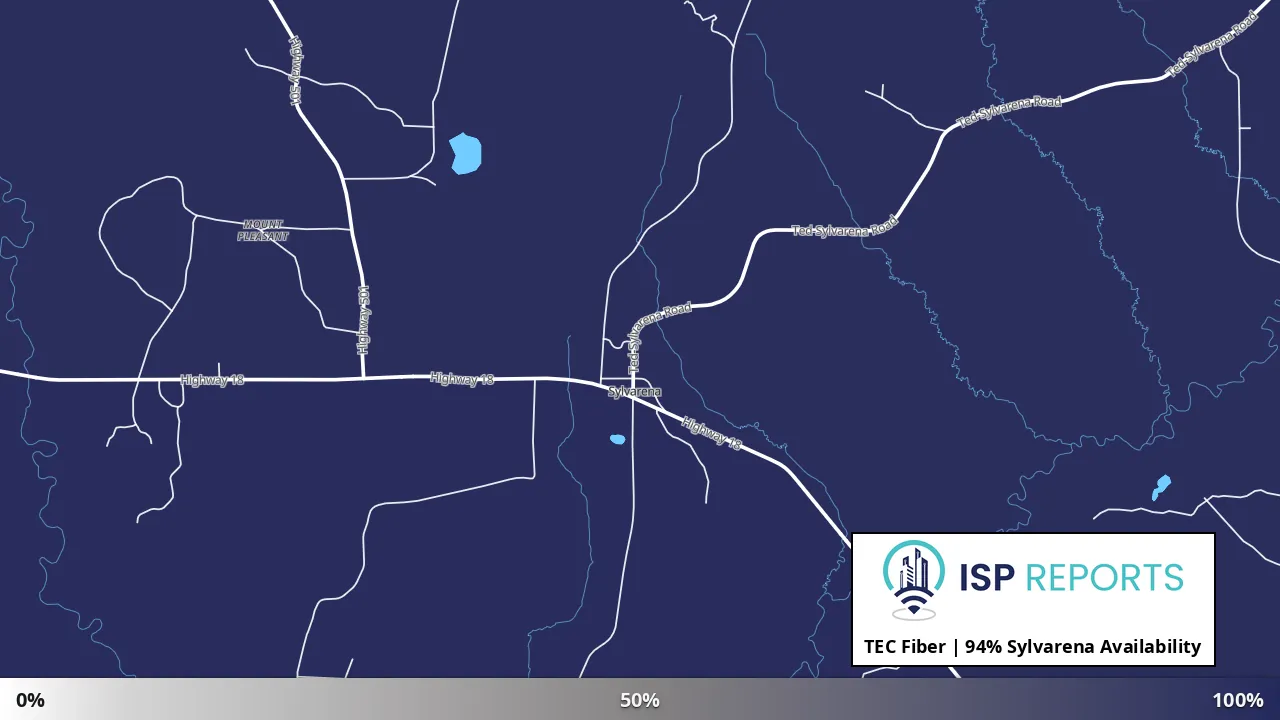 Sylvarena, MS map of internet availability