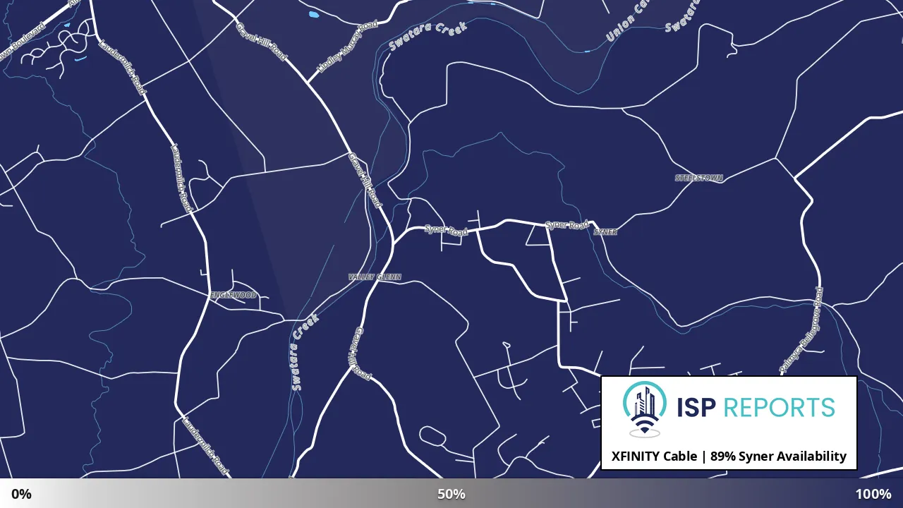 Syner, PA map of internet availability
