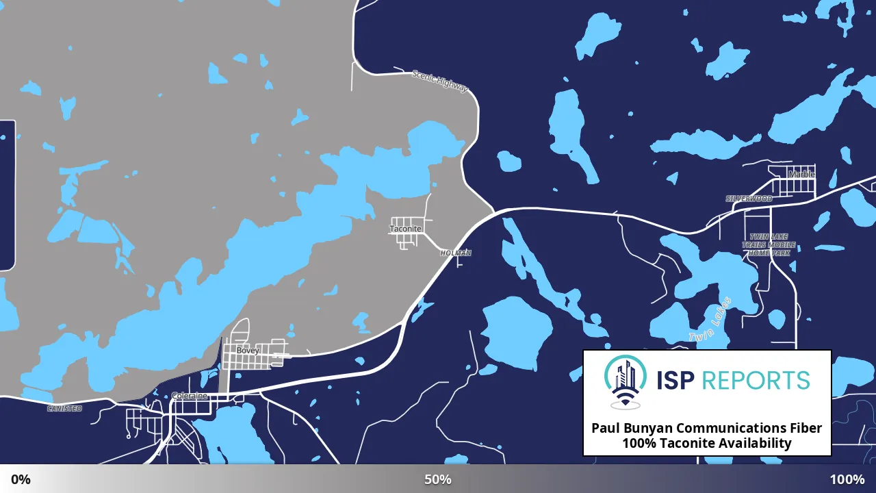 Taconite, MN map of internet availability