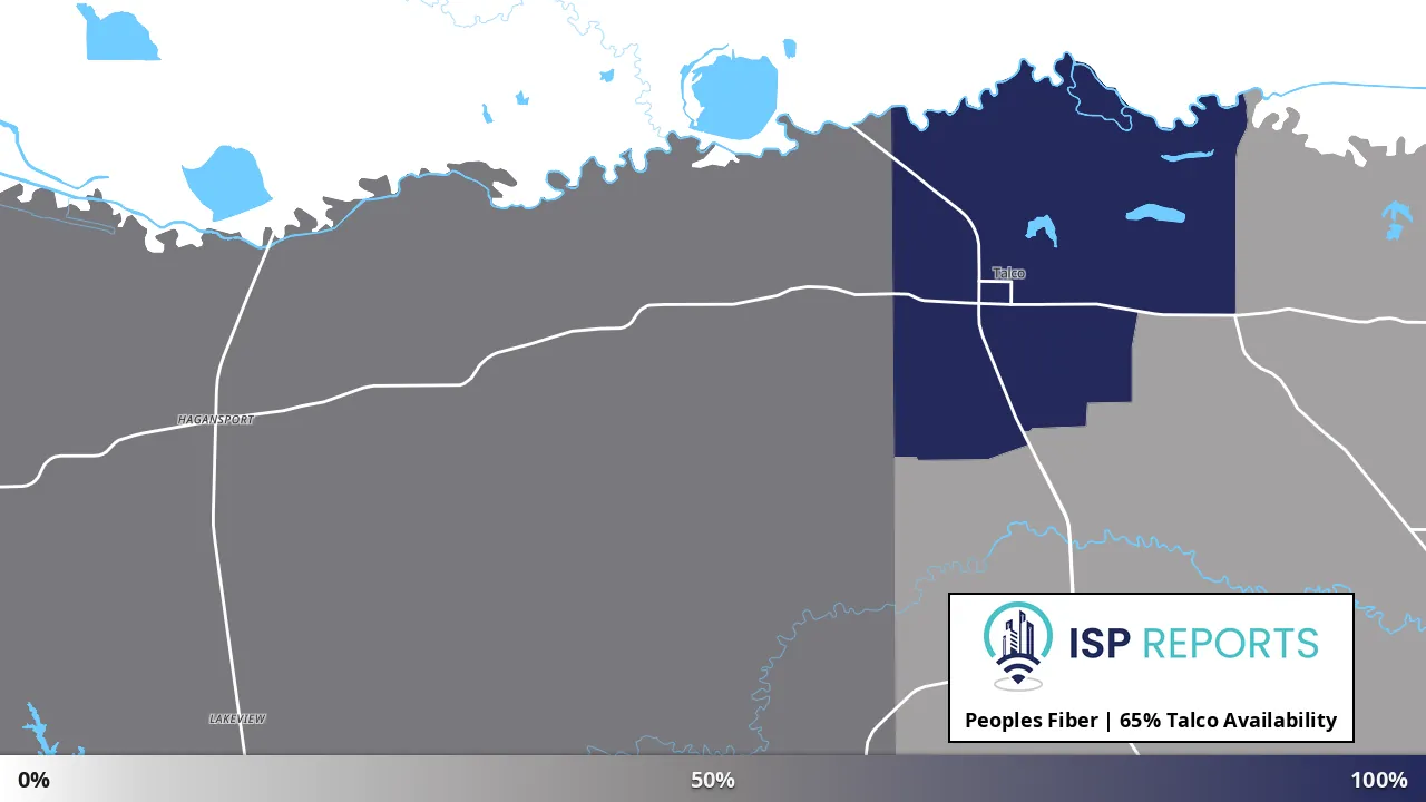 Talco, TX map of internet availability