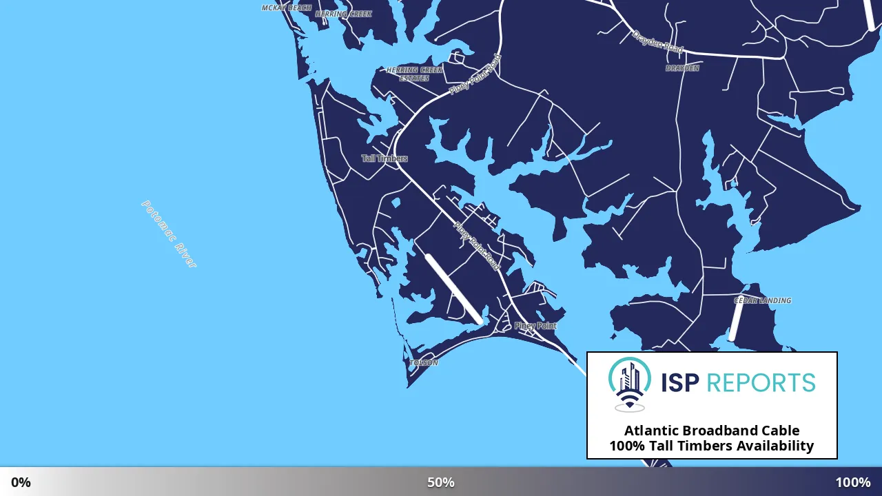 Tall Timbers, MD map of internet availability