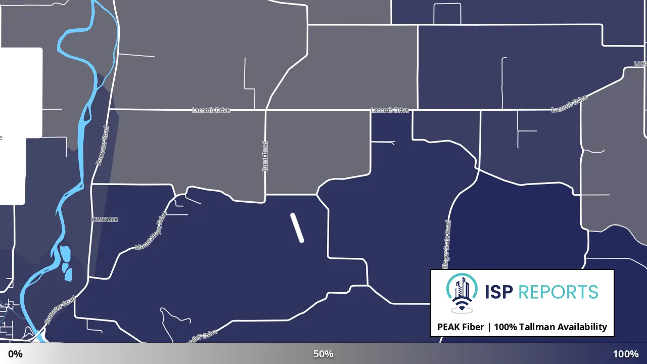 Tallman, OR map of internet availability