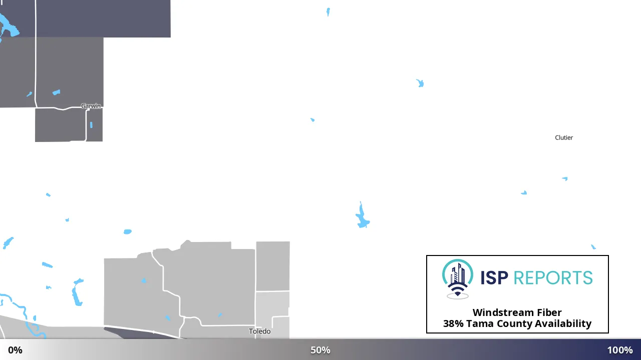 Tama County, IA map of internet availability