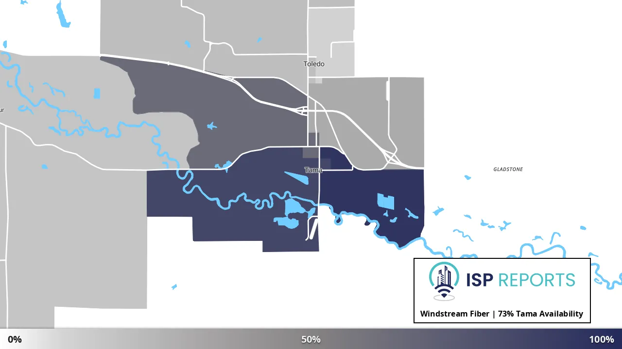 Tama, IA map of internet availability