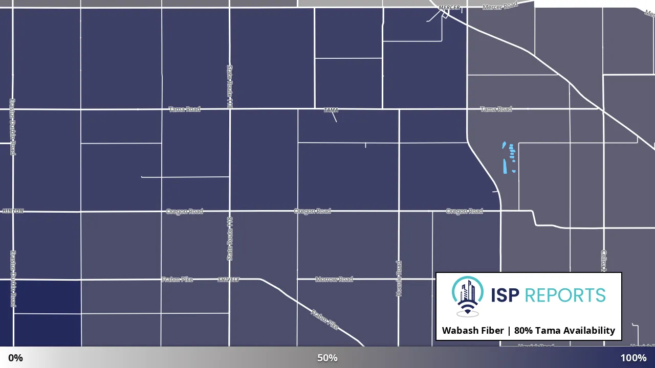 Tama, OH map of internet availability