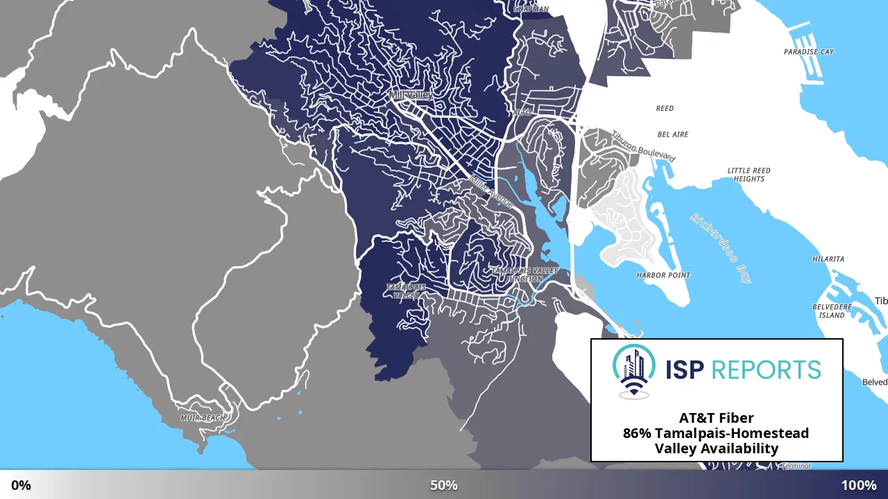 Tamalpais-Homestead Valley, CA map of internet availability