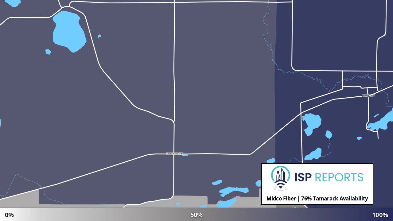 Tamarack, MN map of internet availability