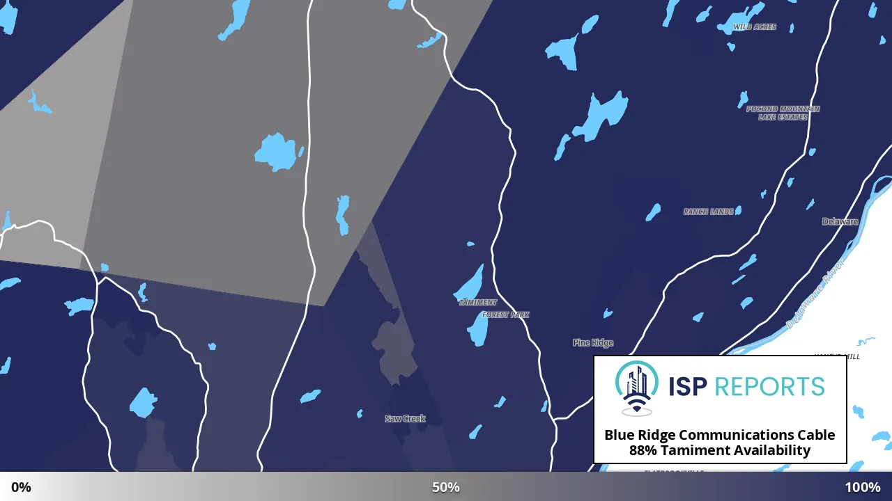 Tamiment, PA map of internet availability