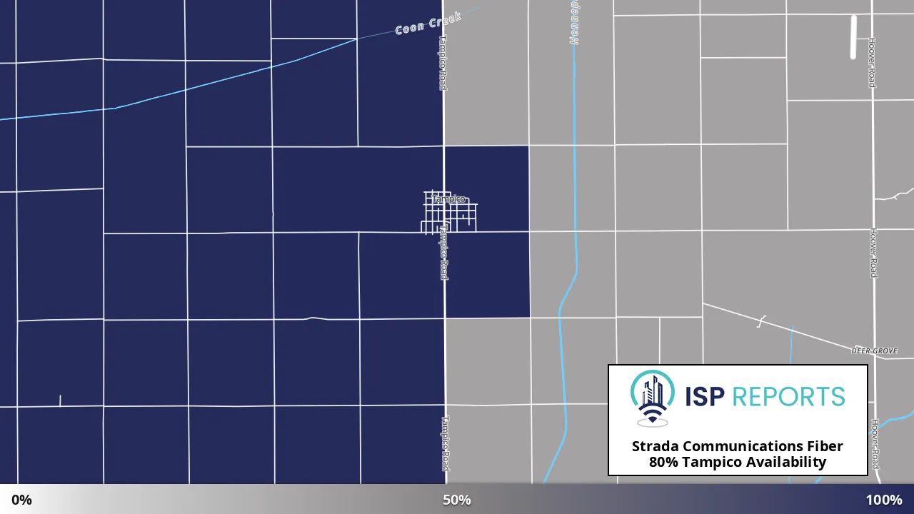 Tampico, IL map of internet availability