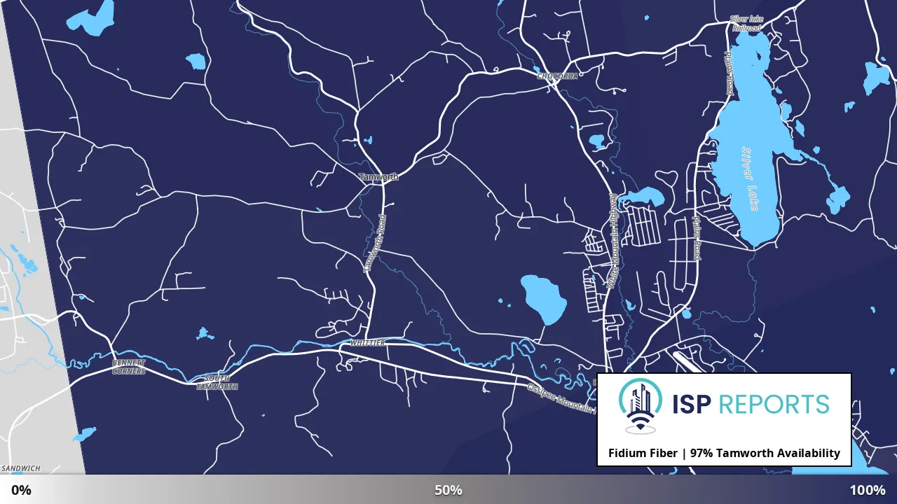 Tamworth, NH map of internet availability