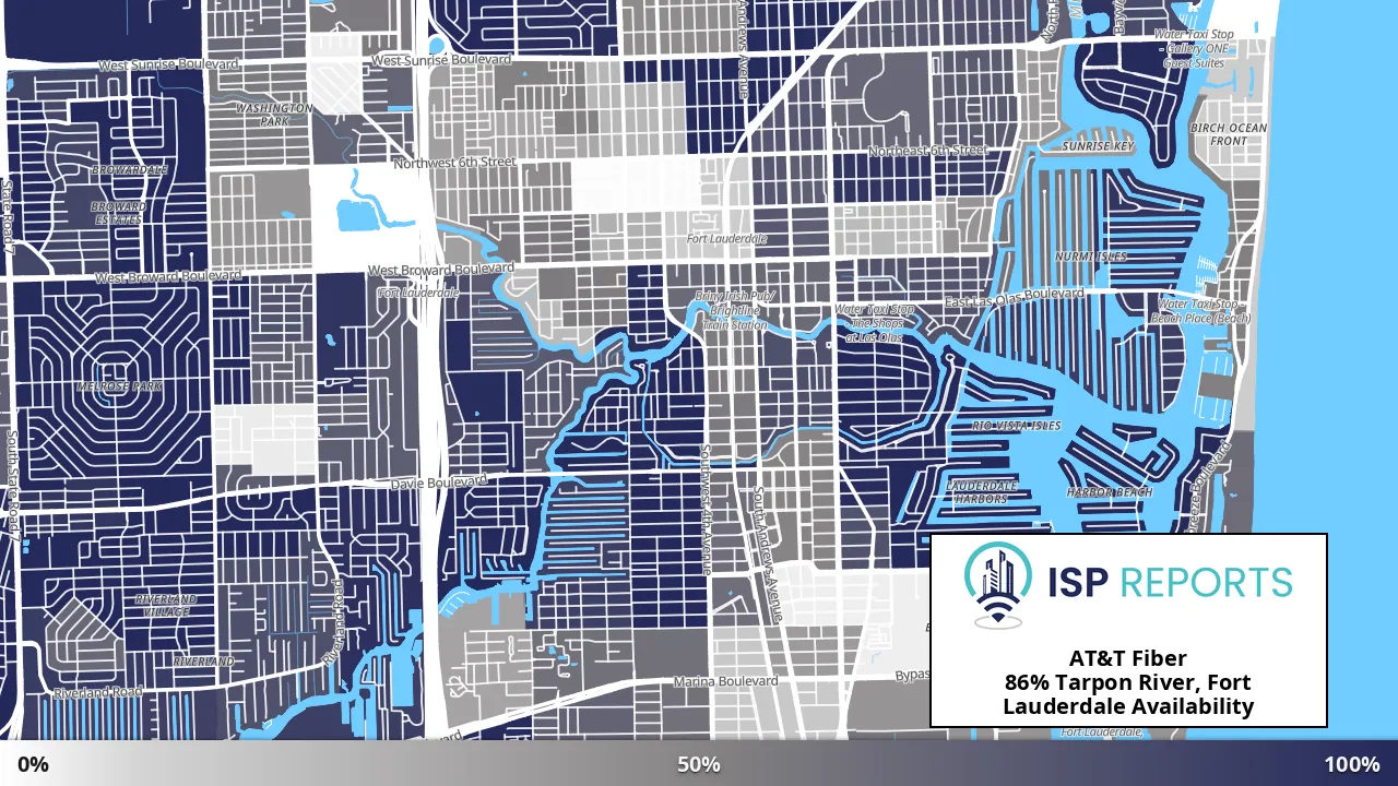 Tarpon River, Fort Lauderdale, FL map of internet availability