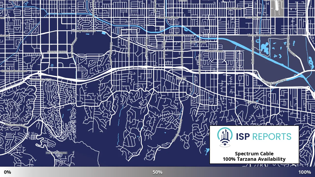 Tarzana, CA map of internet availability