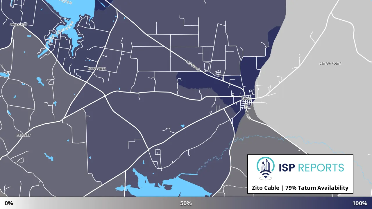 Tatum, TX map of internet availability
