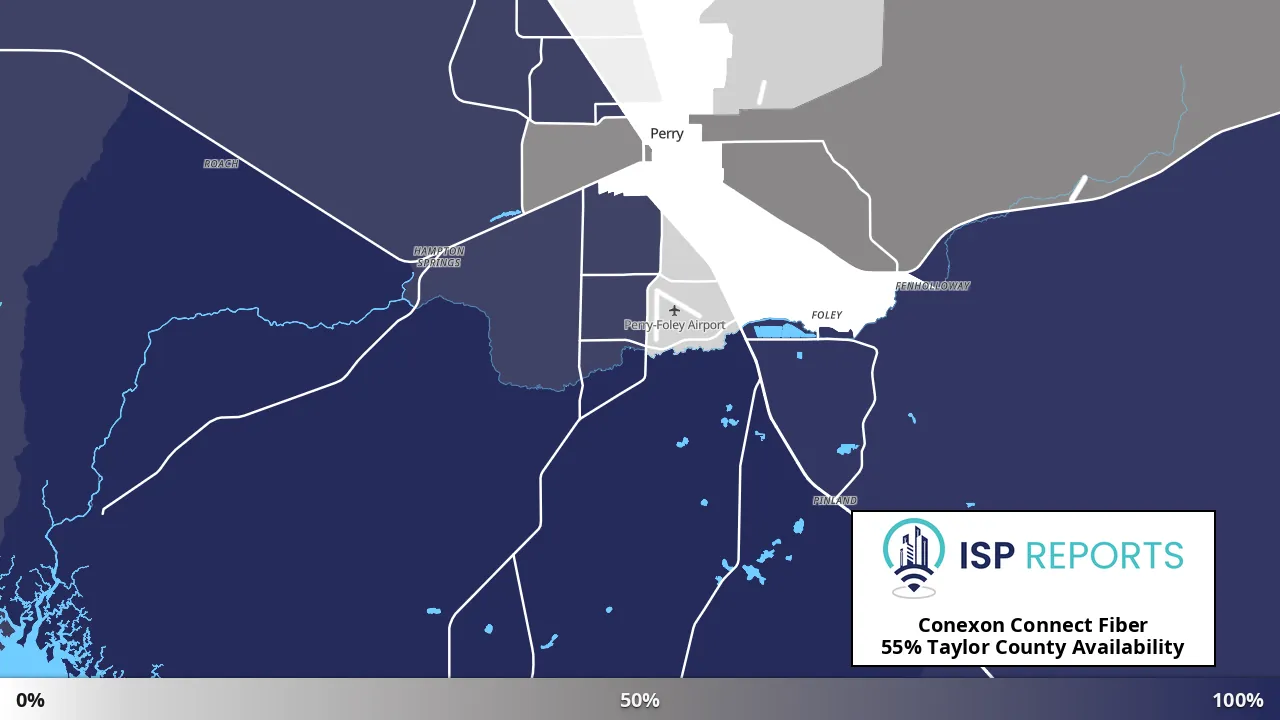 Taylor County, FL map of internet availability