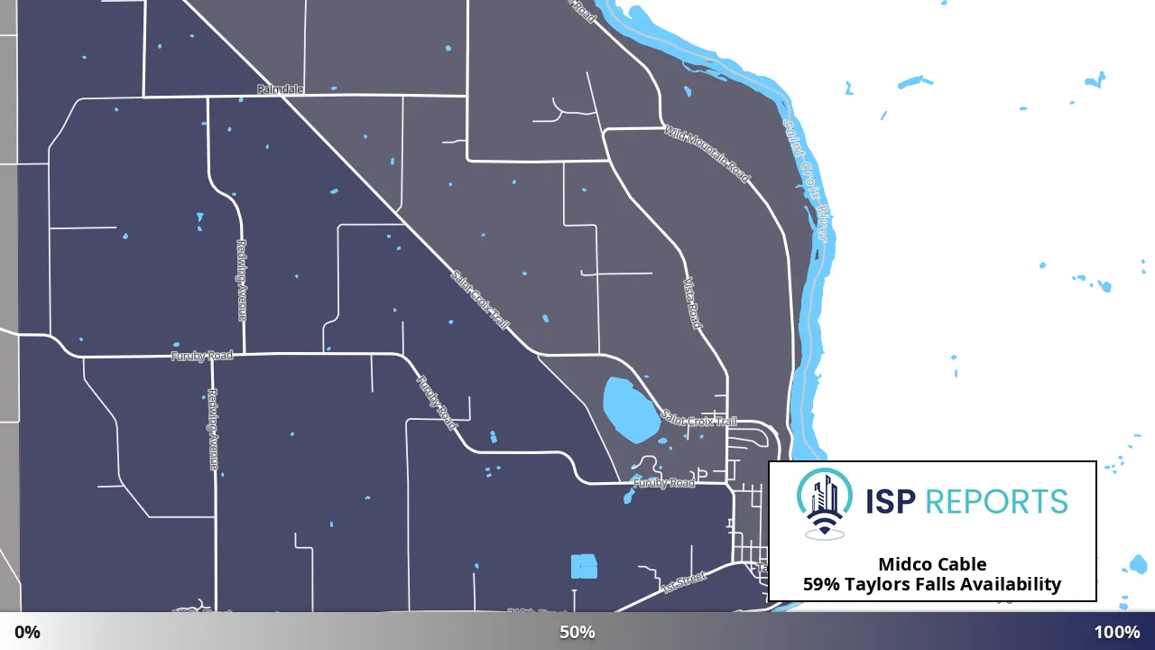 Taylors Falls, MN map of internet availability