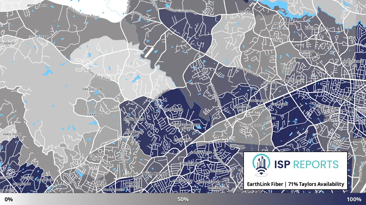 Taylors, SC map of internet availability