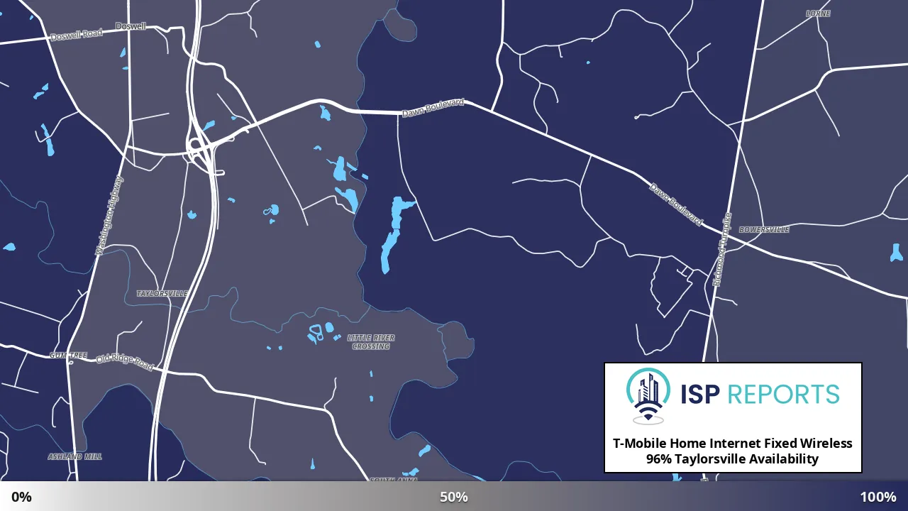 Taylorsville, VA map of internet availability