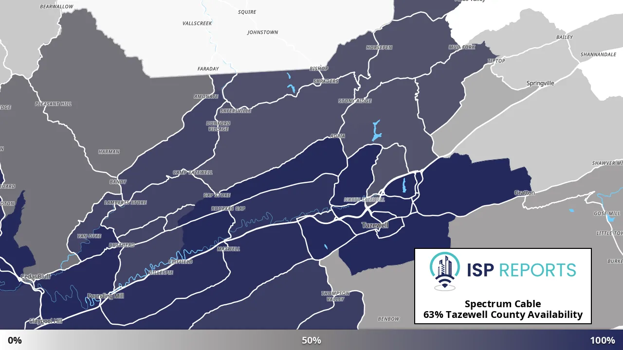 Tazewell County, VA map of internet availability