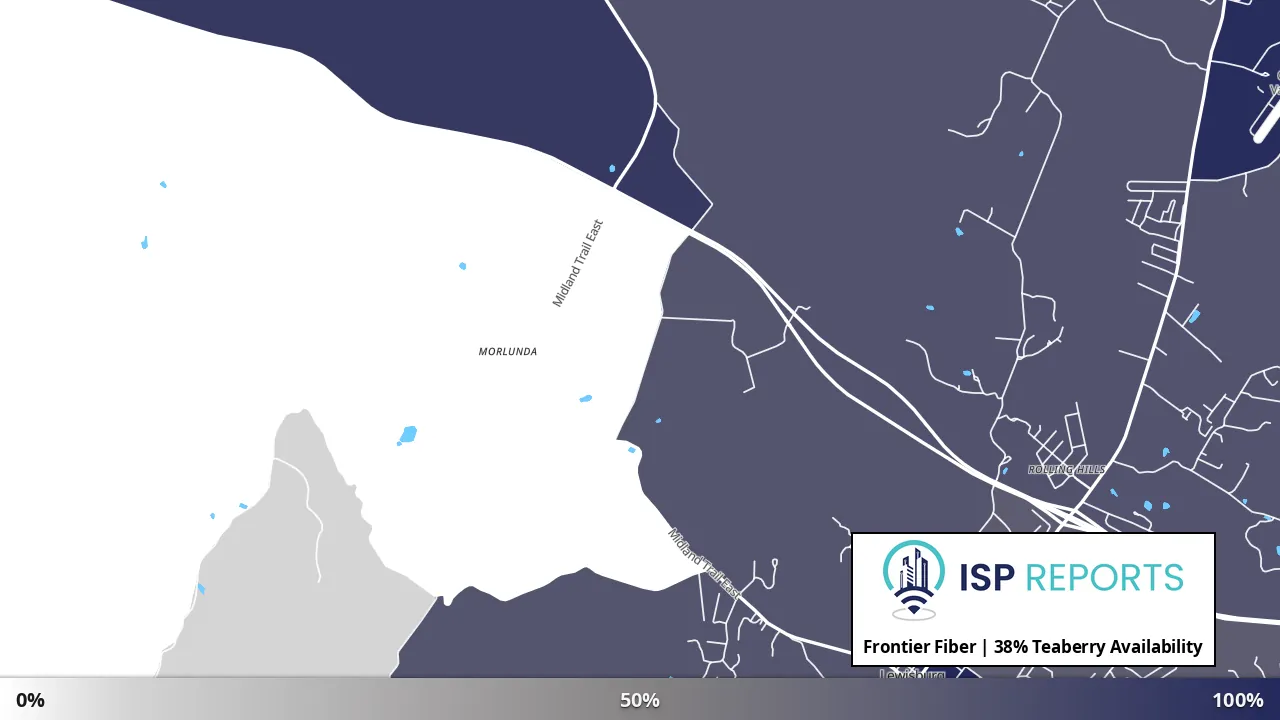 Teaberry, WV map of internet availability