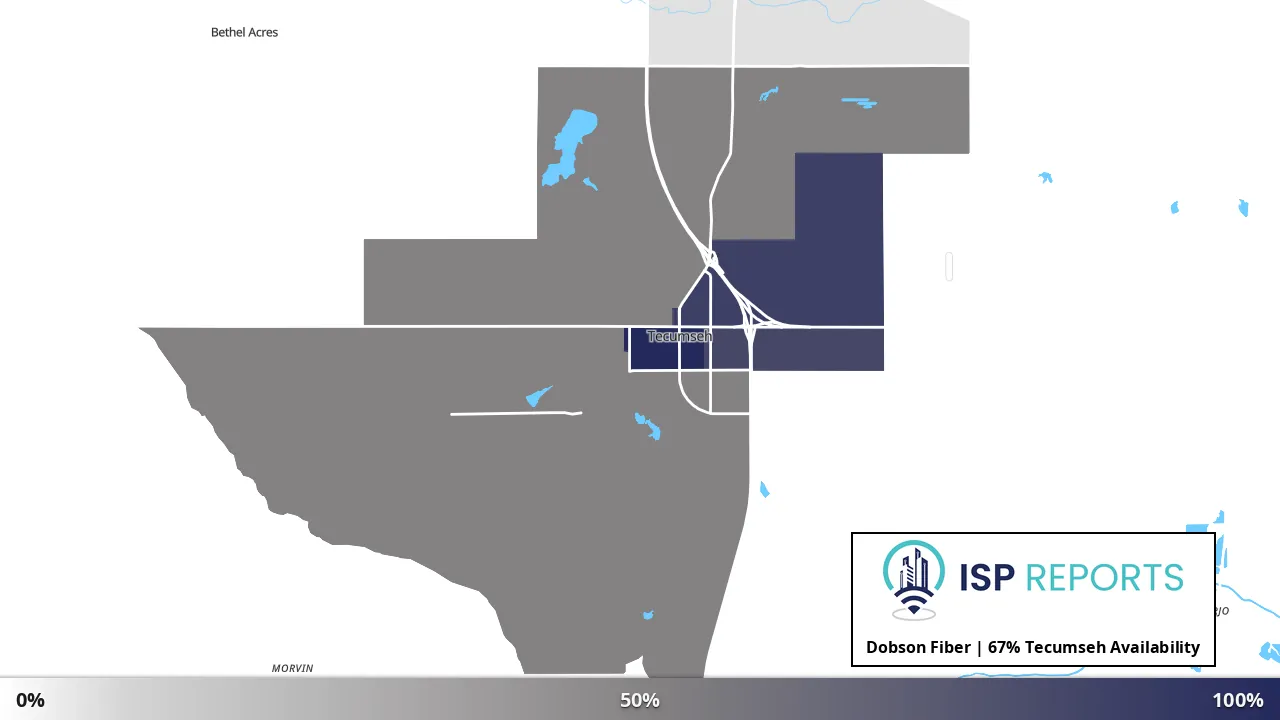 Tecumseh, OK map of internet availability