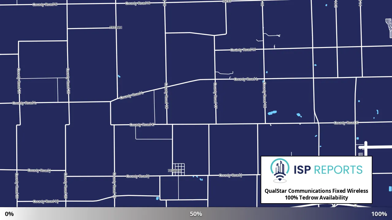 Tedrow, OH map of internet availability