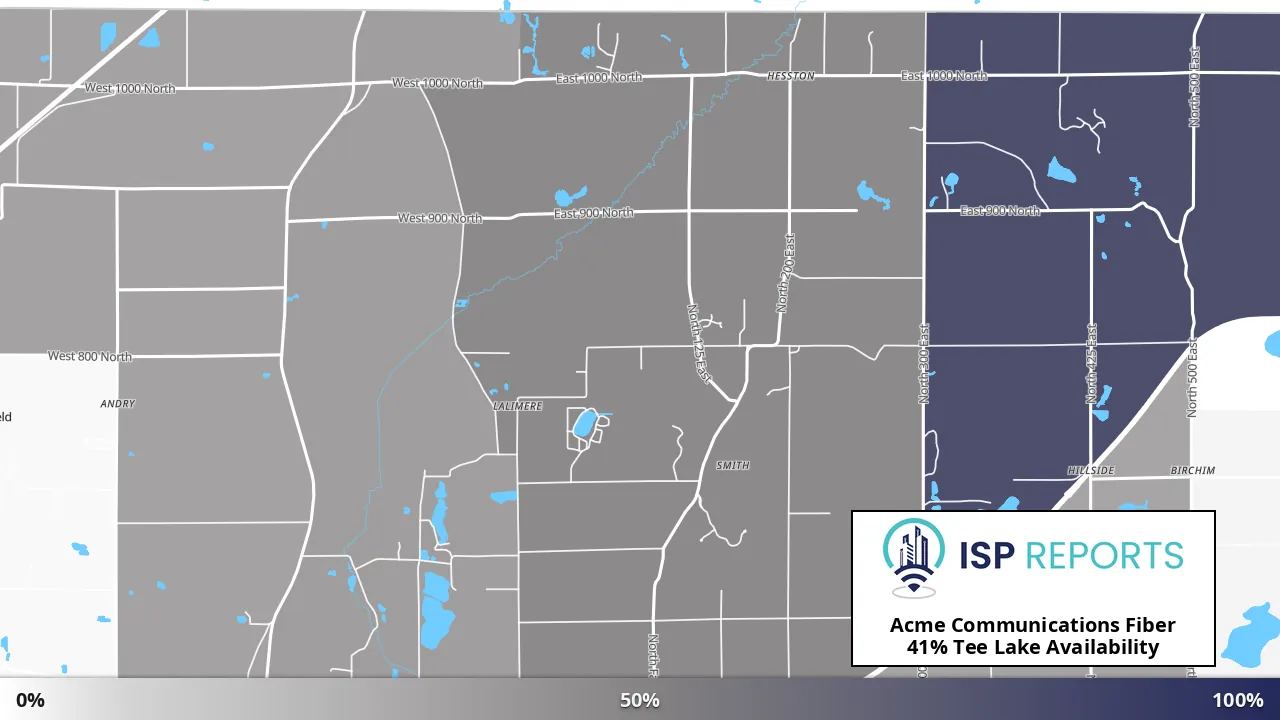 Tee Lake, IN map of internet availability