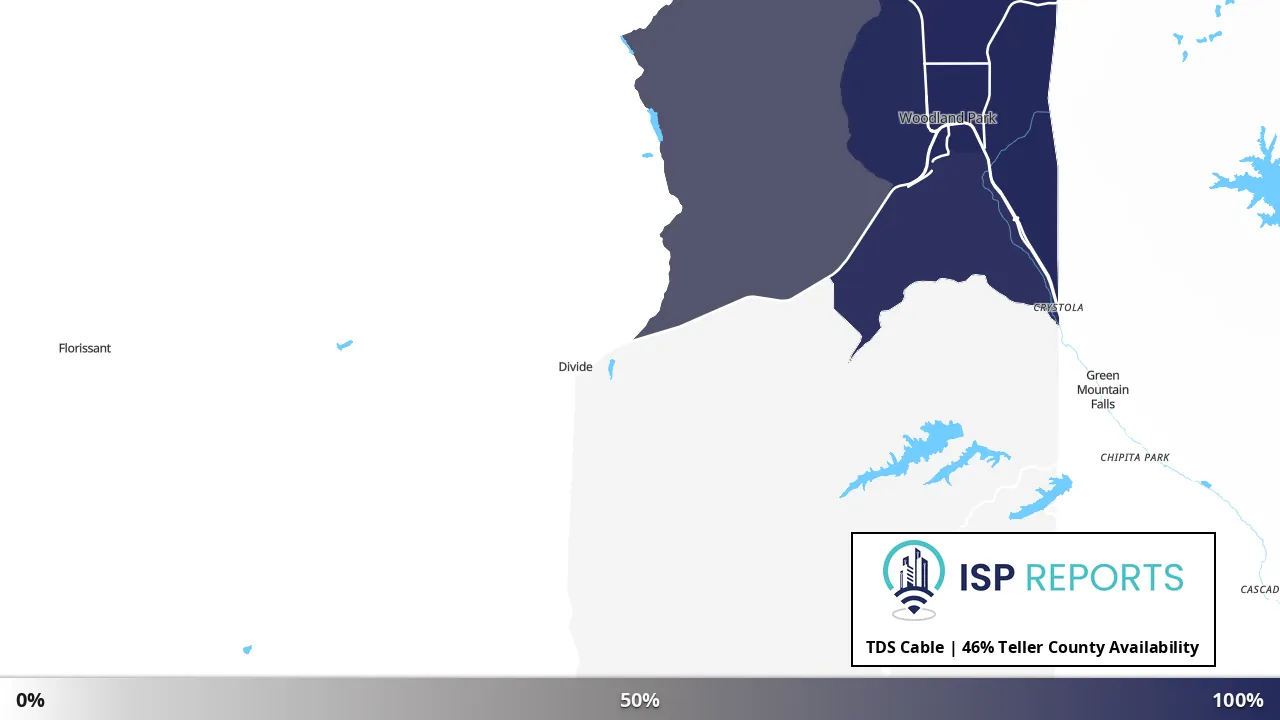 Teller County, CO map of internet availability