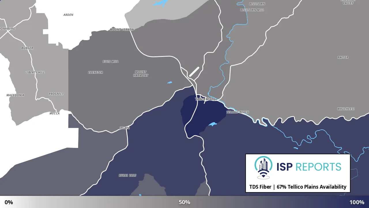 Tellico Plains, TN map of internet availability