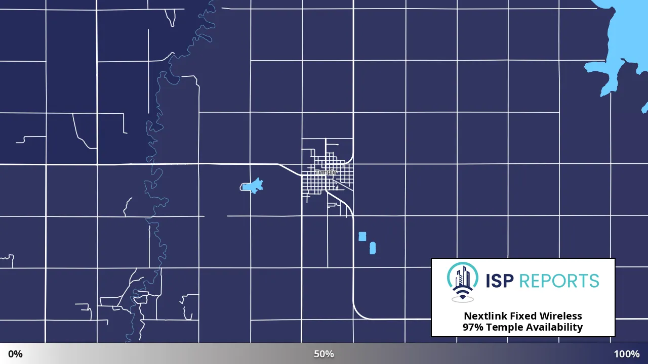 Temple, OK map of internet availability