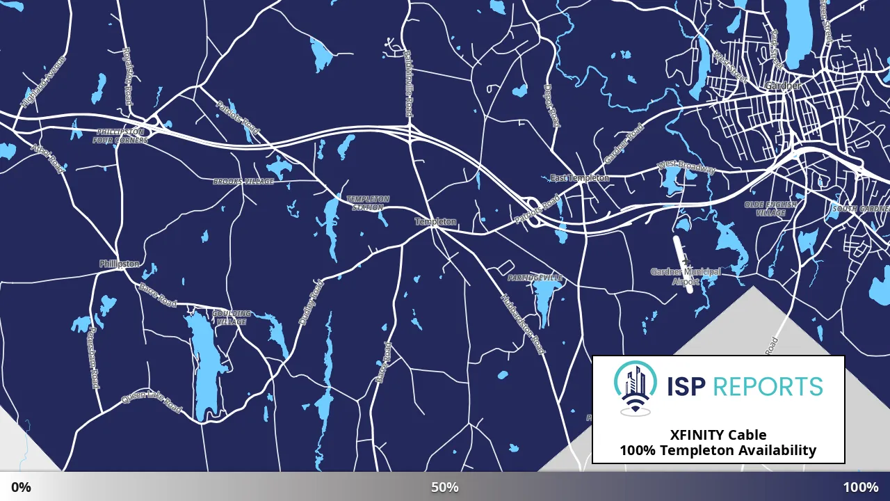 Templeton, MA map of internet availability
