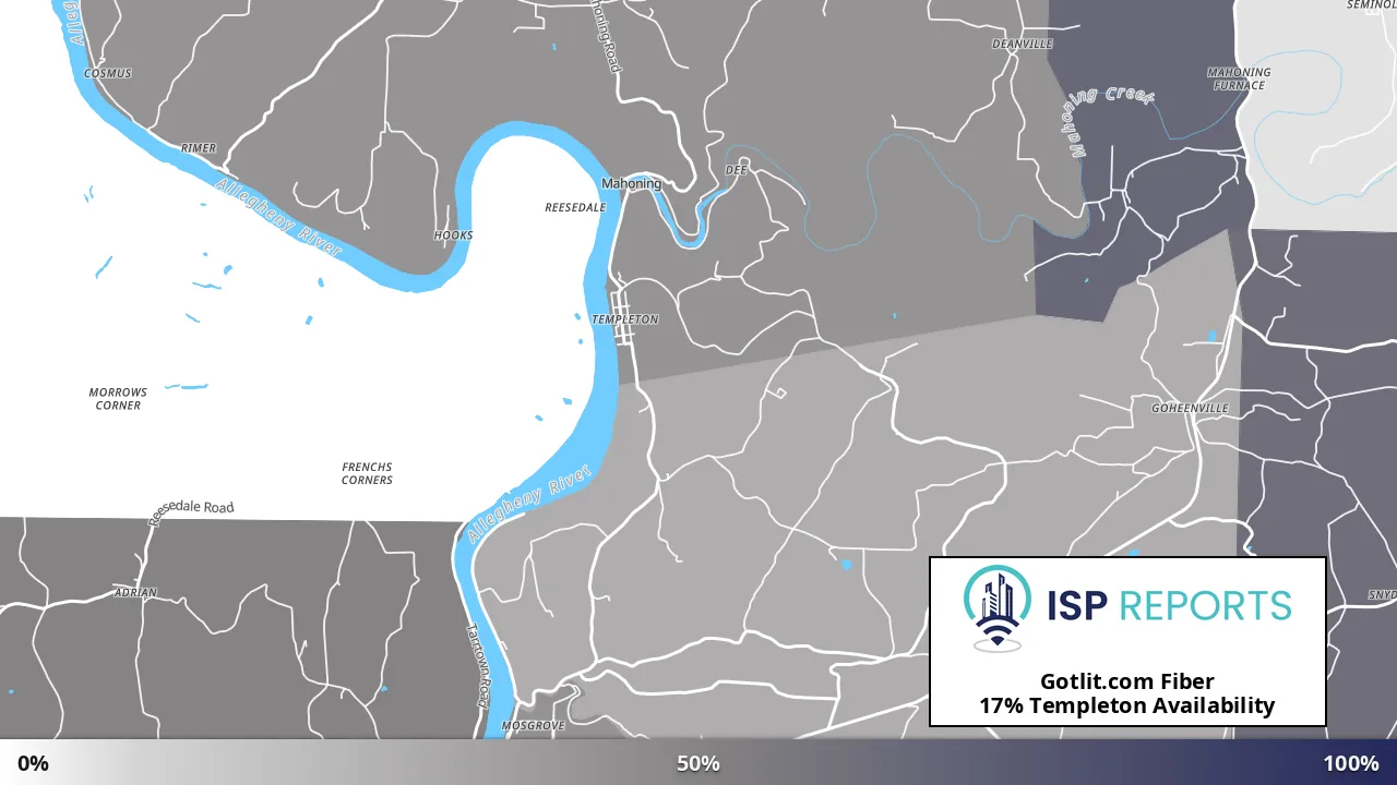 Templeton, PA map of internet availability