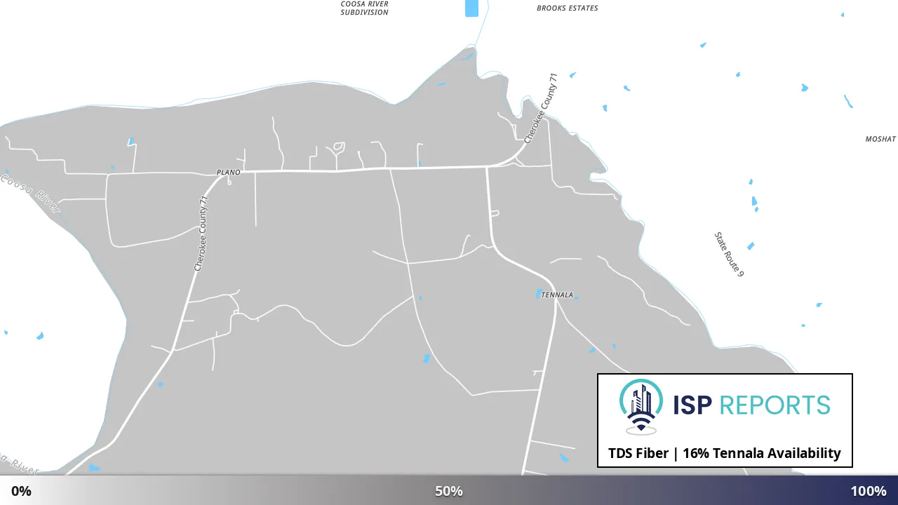 Tennala, AL map of internet availability