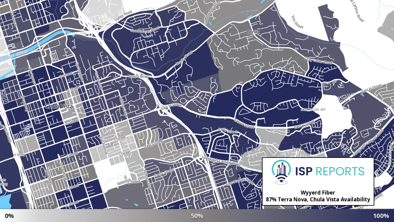 Terra Nova, Chula Vista, CA map of internet availability