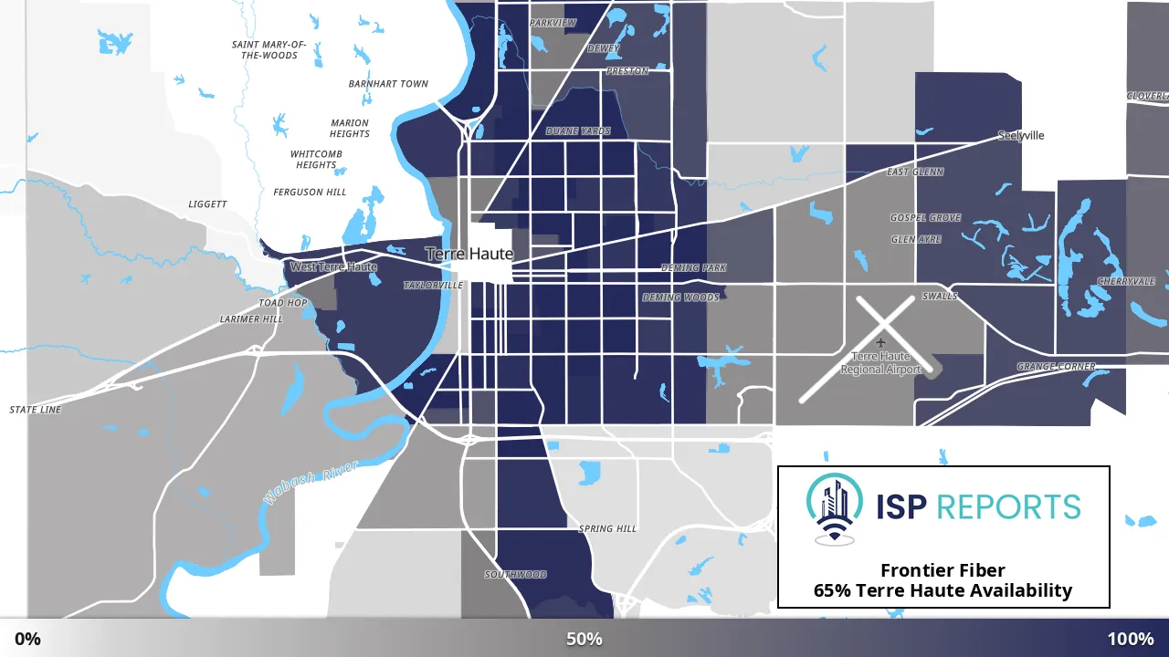 Terre Haute, IN map of internet availability