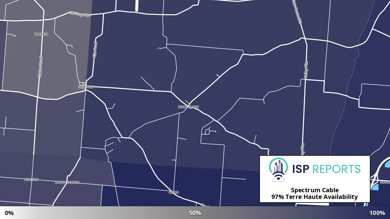 Terre Haute, OH map of internet availability