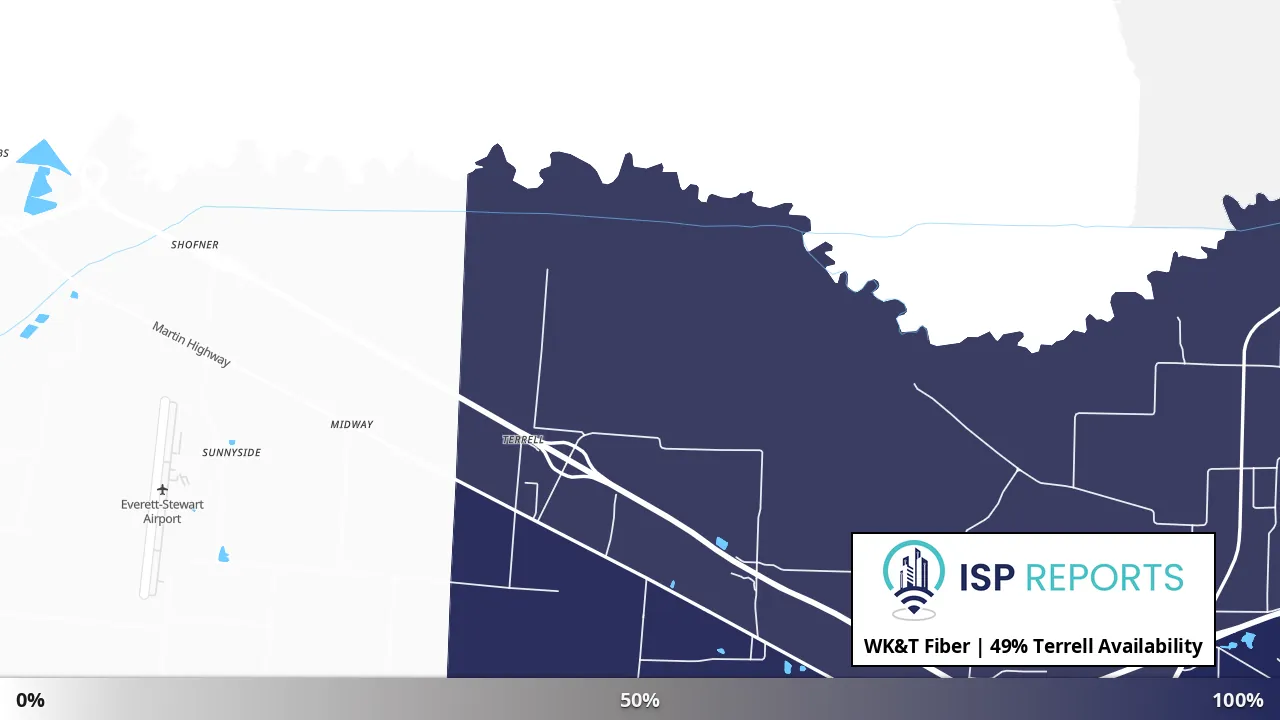 Terrell, TN map of internet availability