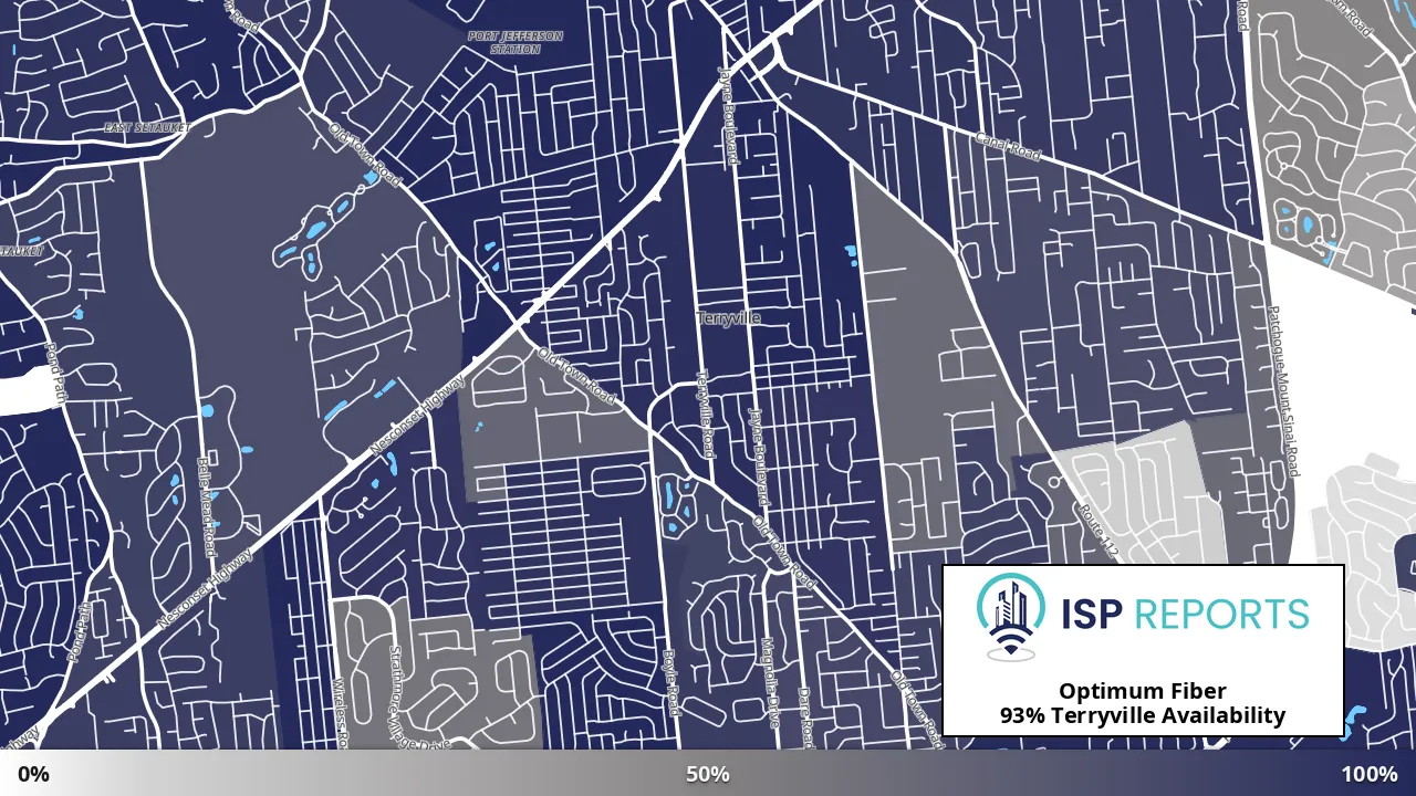 Terryville, NY map of internet availability