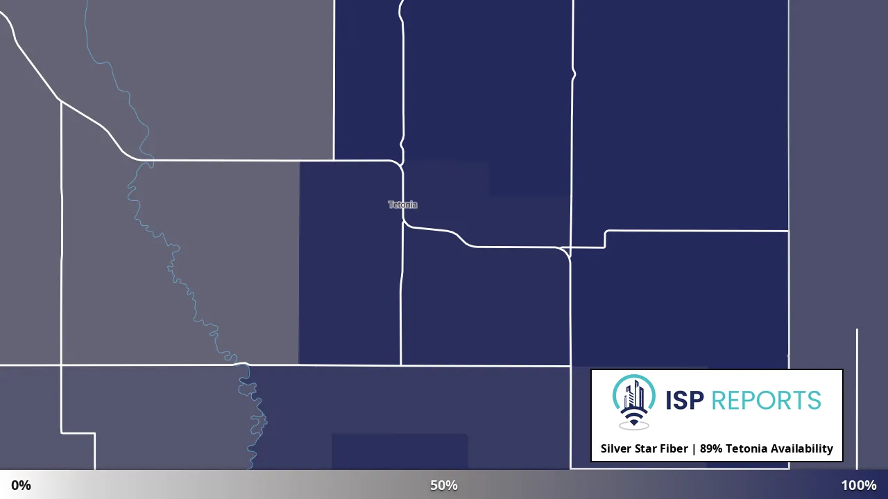 Tetonia, ID map of internet availability
