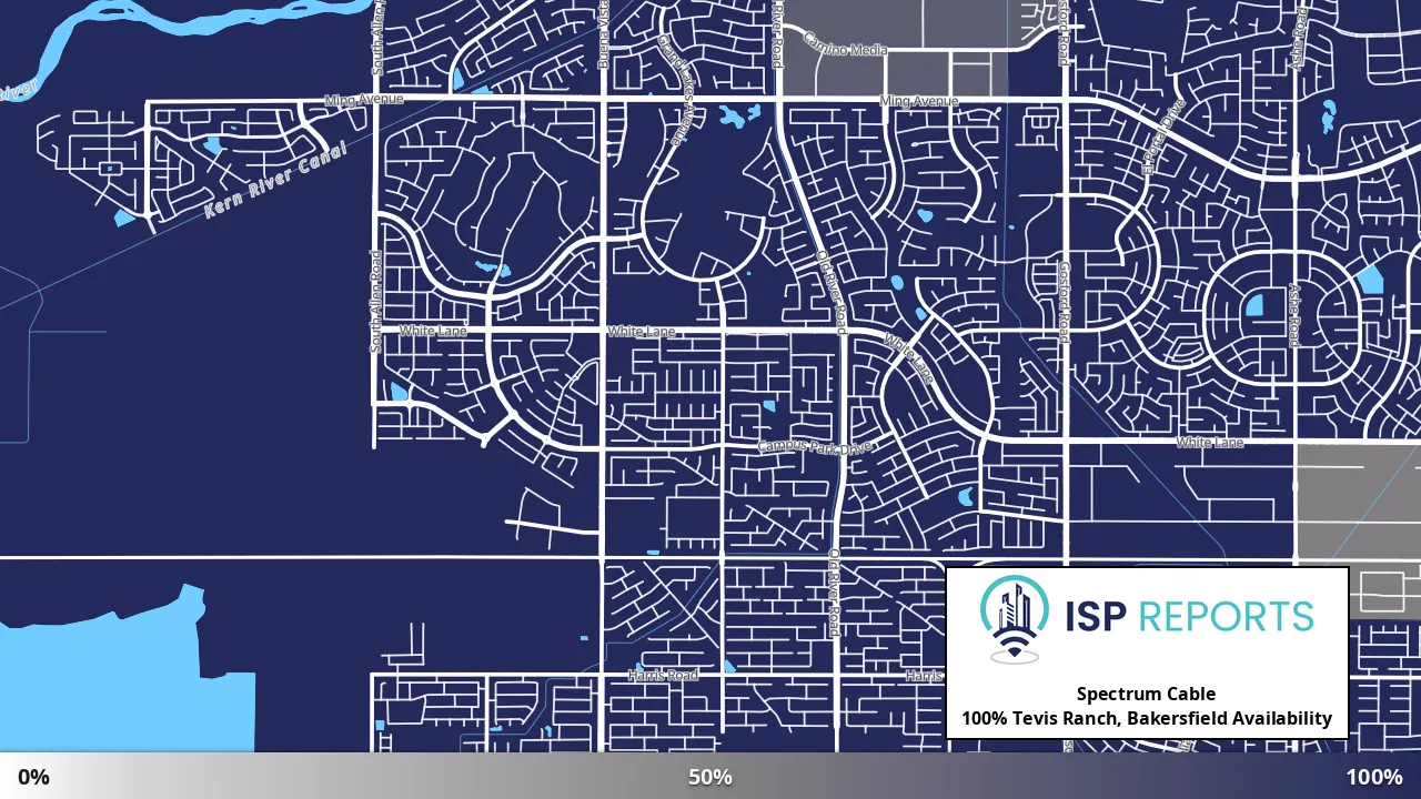 Tevis Ranch, Bakersfield, CA map of internet availability