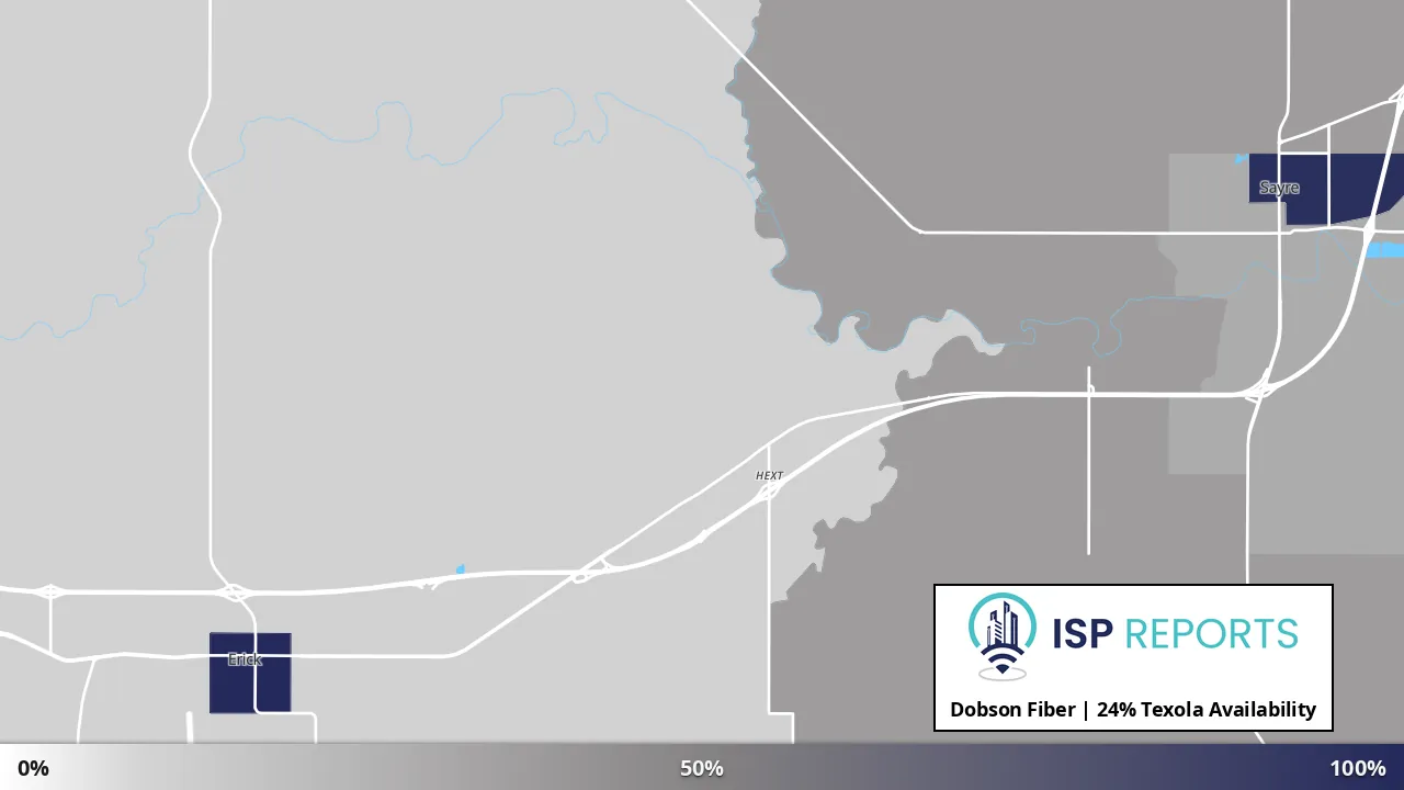 Texola, OK map of internet availability